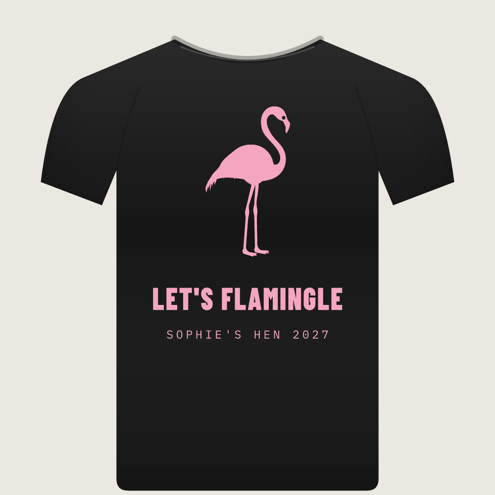 Flamingo hen do t-shirt, front