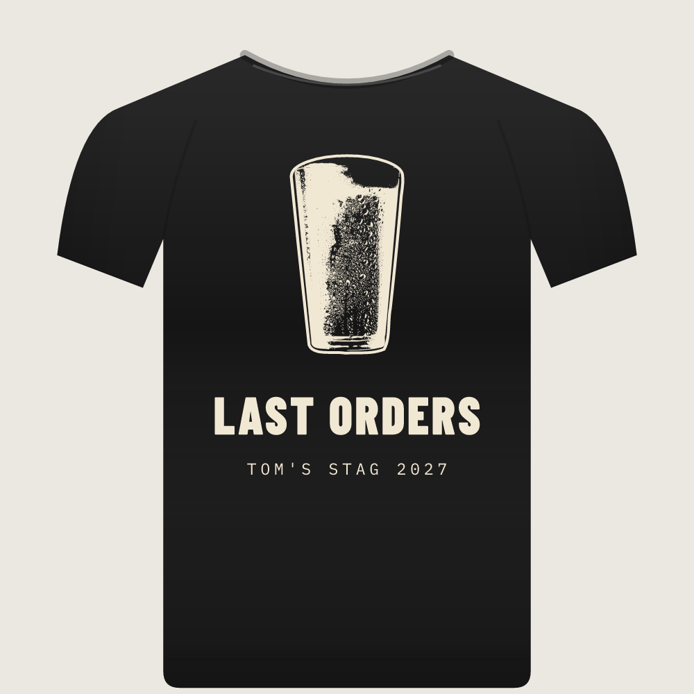 Pint stag do t-shirt, front